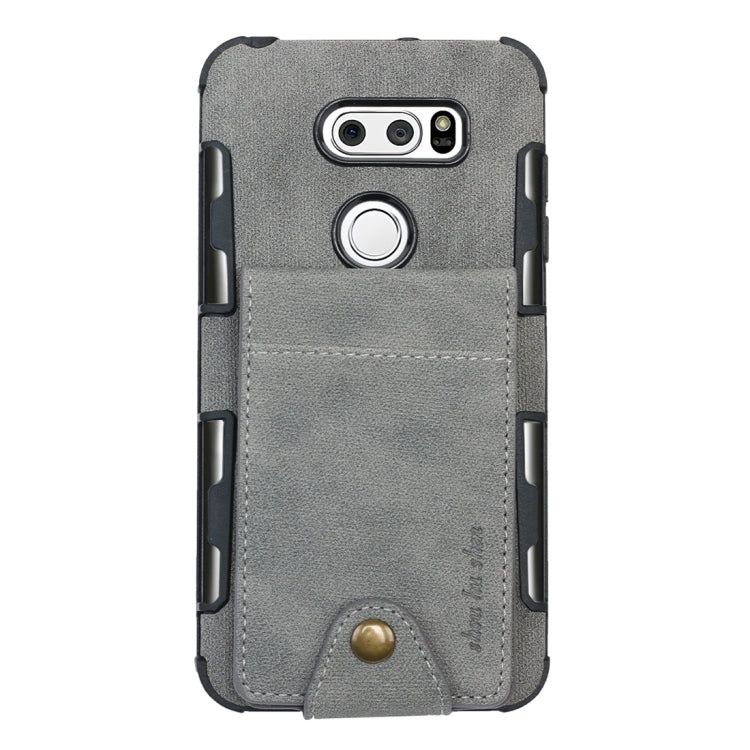 For LG V30 Cloth Texture + TPU Shockproof Protective Case with Vertical Flip Card Slots
