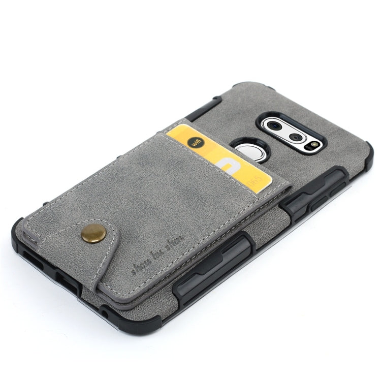 For LG V30 Cloth Texture + TPU Shockproof Protective Case with Vertical Flip Card Slots