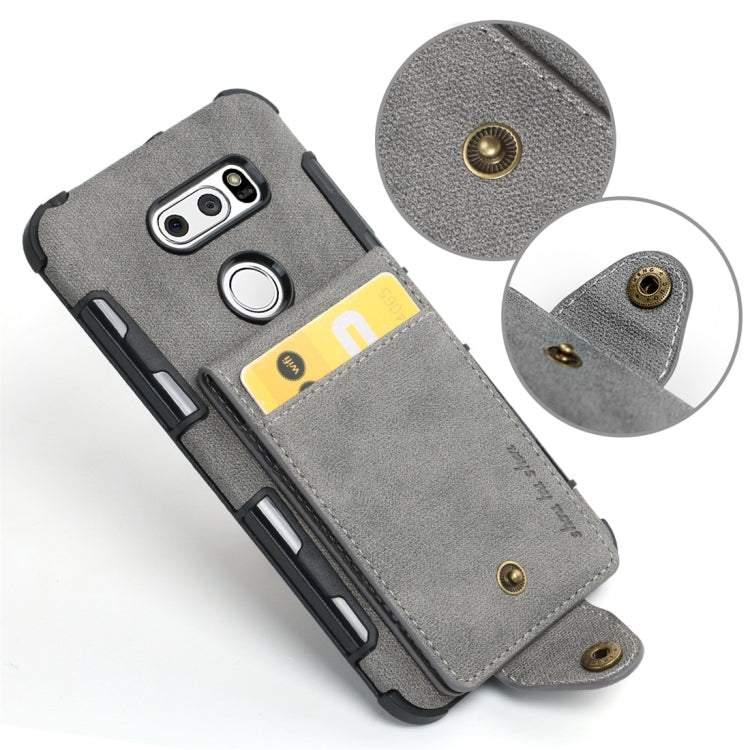 For LG V30 Cloth Texture + TPU Shockproof Protective Case with Vertical Flip Card Slots