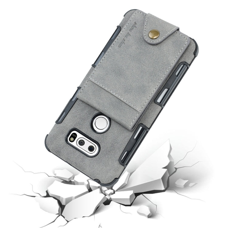 For LG V30 Cloth Texture + TPU Shockproof Protective Case with Vertical Flip Card Slots