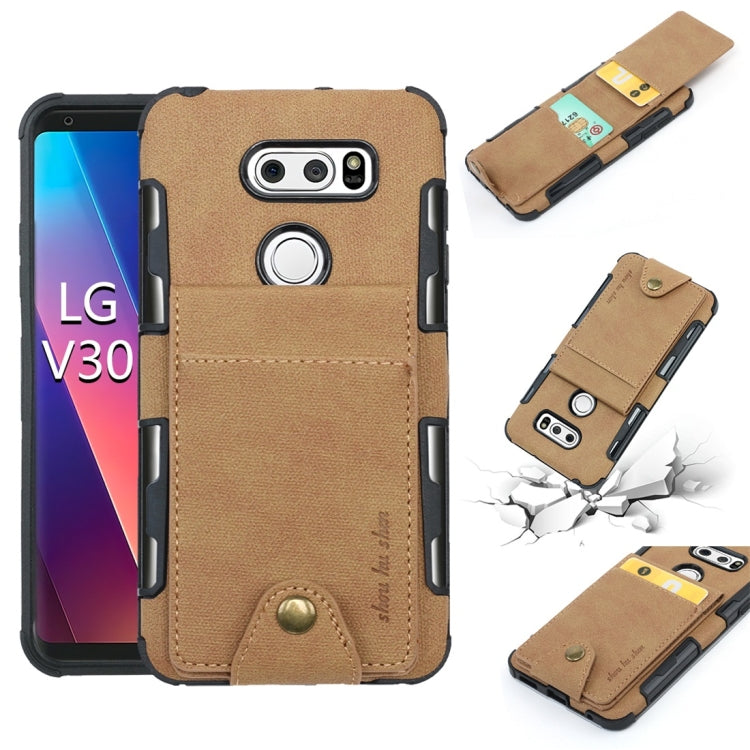 For LG V30 Cloth Texture + TPU Shockproof Protective Case with Vertical Flip Card Slots