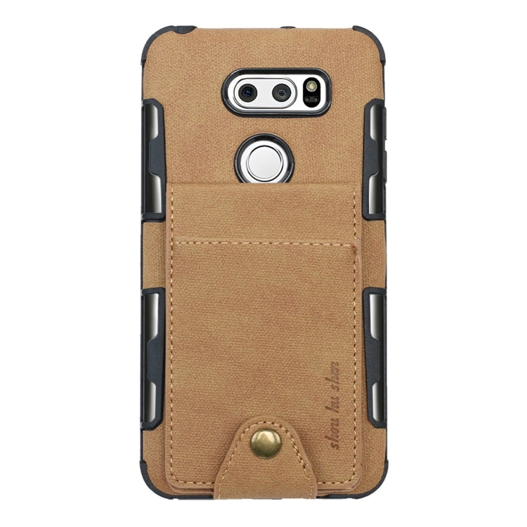 For LG V30 Cloth Texture + TPU Shockproof Protective Case with Vertical Flip Card Slots