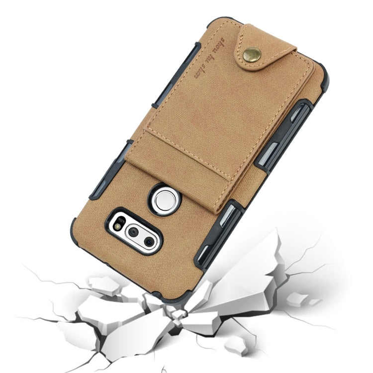 For LG V30 Cloth Texture + TPU Shockproof Protective Case with Vertical Flip Card Slots