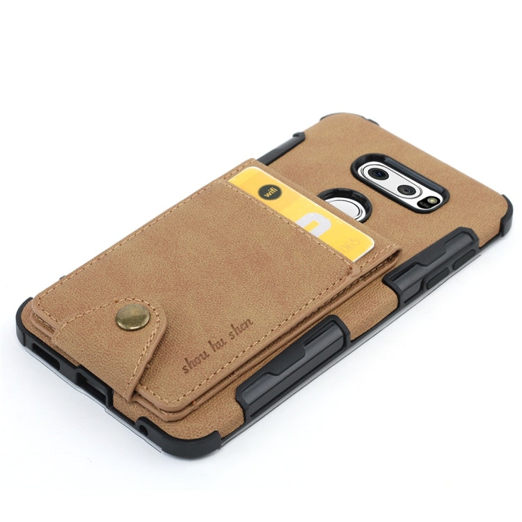 For LG V30 Cloth Texture + TPU Shockproof Protective Case with Vertical Flip Card Slots