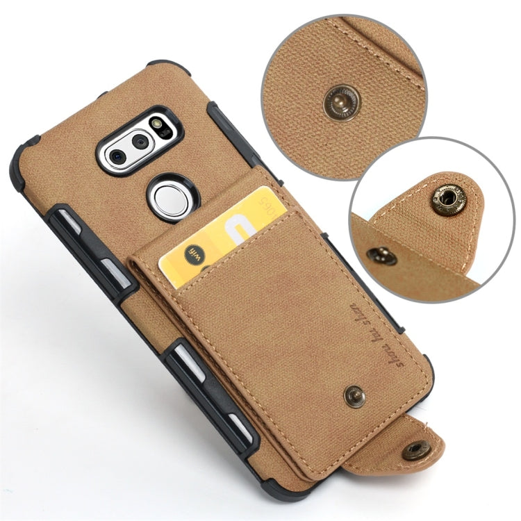 For LG V30 Cloth Texture + TPU Shockproof Protective Case with Vertical Flip Card Slots