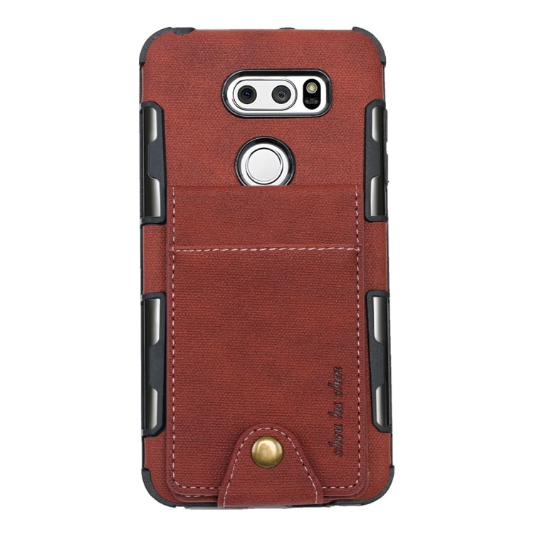 For LG V30 Cloth Texture + TPU Shockproof Protective Case with Vertical Flip Card Slots