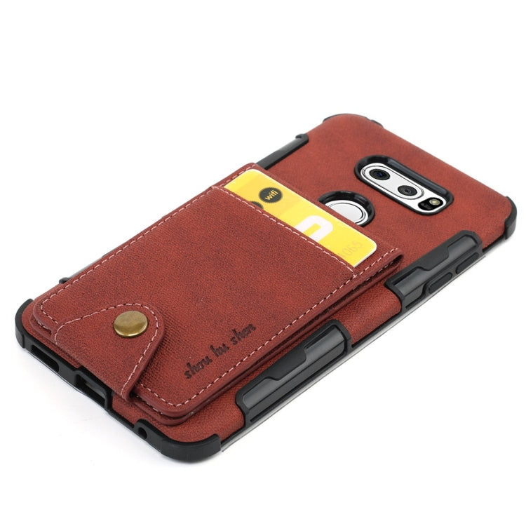 For LG V30 Cloth Texture + TPU Shockproof Protective Case with Vertical Flip Card Slots