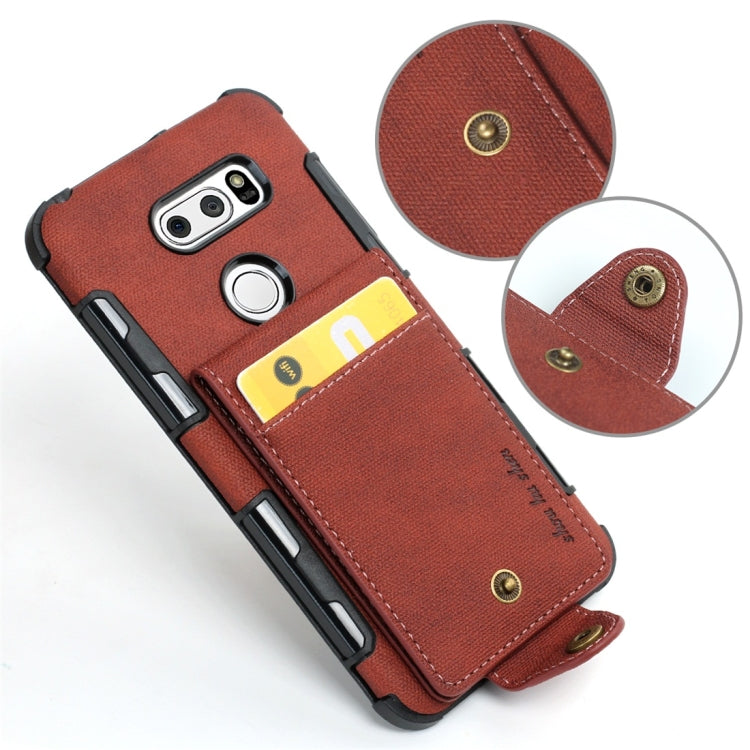 For LG V30 Cloth Texture + TPU Shockproof Protective Case with Vertical Flip Card Slots