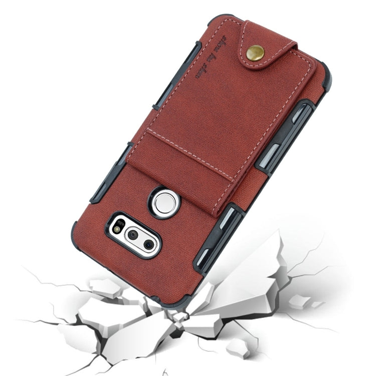 For LG V30 Cloth Texture + TPU Shockproof Protective Case with Vertical Flip Card Slots