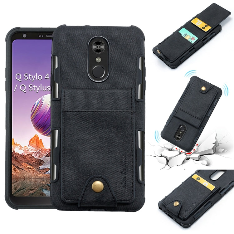 For LG Q Stylo 4 Cloth Texture + TPU Shockproof Protective Case with Vertical Flip Card Slots