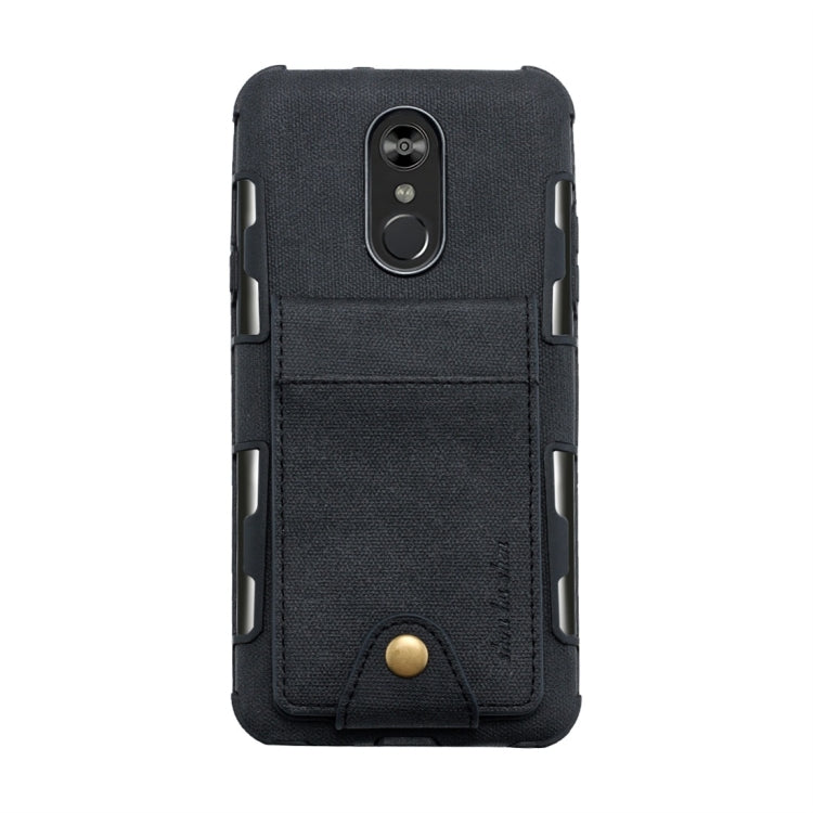 For LG Q Stylo 4 Cloth Texture + TPU Shockproof Protective Case with Vertical Flip Card Slots