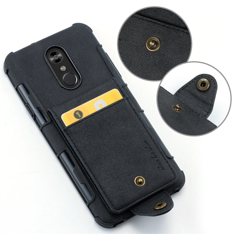 For LG Q Stylo 4 Cloth Texture + TPU Shockproof Protective Case with Vertical Flip Card Slots