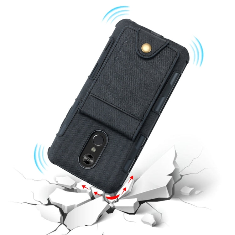 For LG Q Stylo 4 Cloth Texture + TPU Shockproof Protective Case with Vertical Flip Card Slots