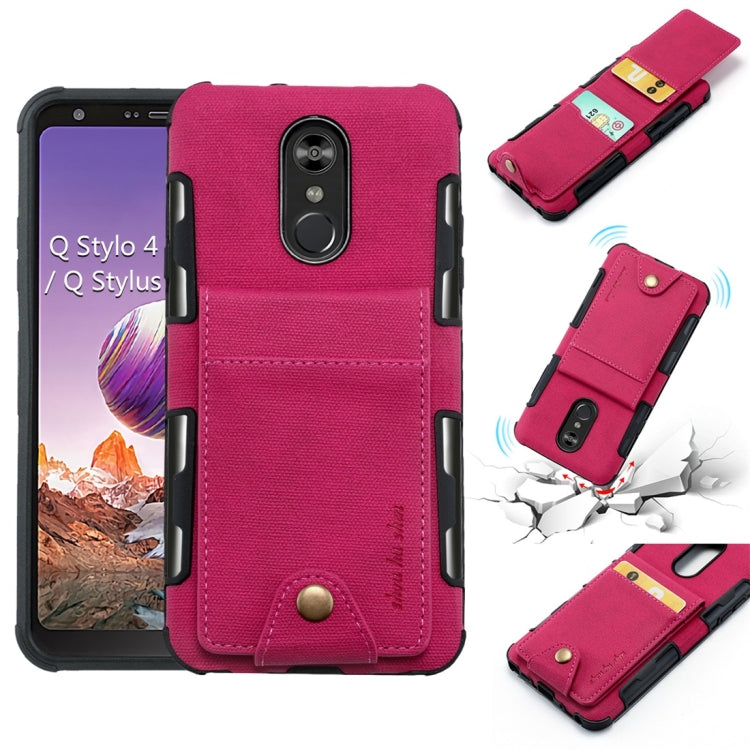 For LG Q Stylo 4 Cloth Texture + TPU Shockproof Protective Case with Vertical Flip Card Slots