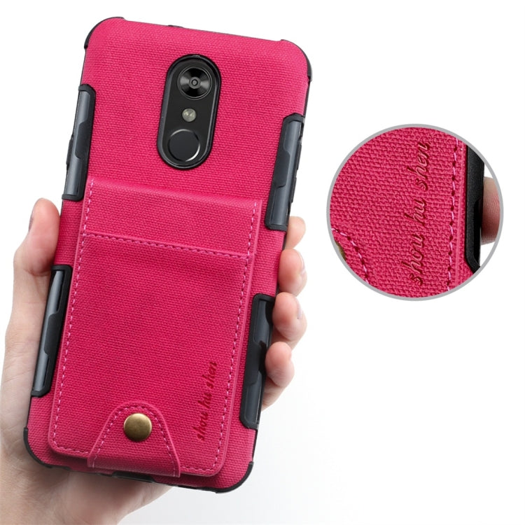 For LG Q Stylo 4 Cloth Texture + TPU Shockproof Protective Case with Vertical Flip Card Slots