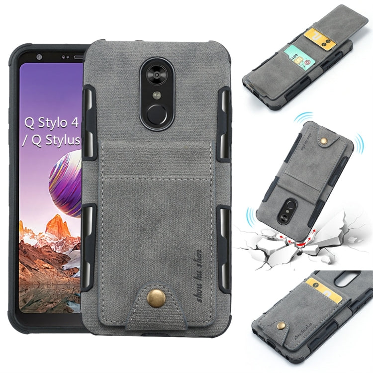 For LG Q Stylo 4 Cloth Texture + TPU Shockproof Protective Case with Vertical Flip Card Slots