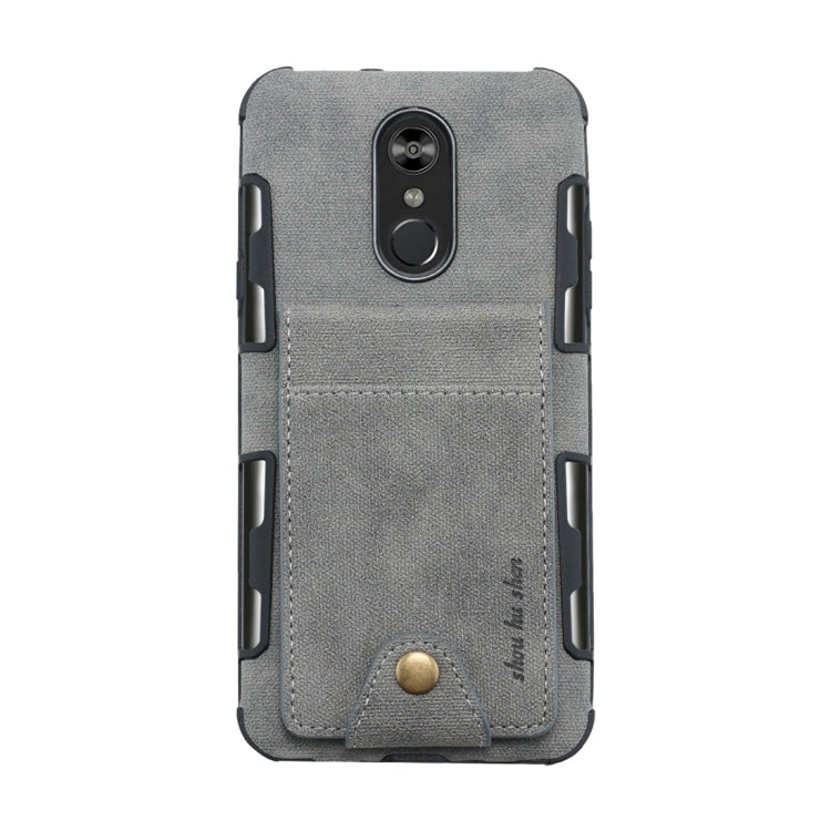 For LG Q Stylo 4 Cloth Texture + TPU Shockproof Protective Case with Vertical Flip Card Slots