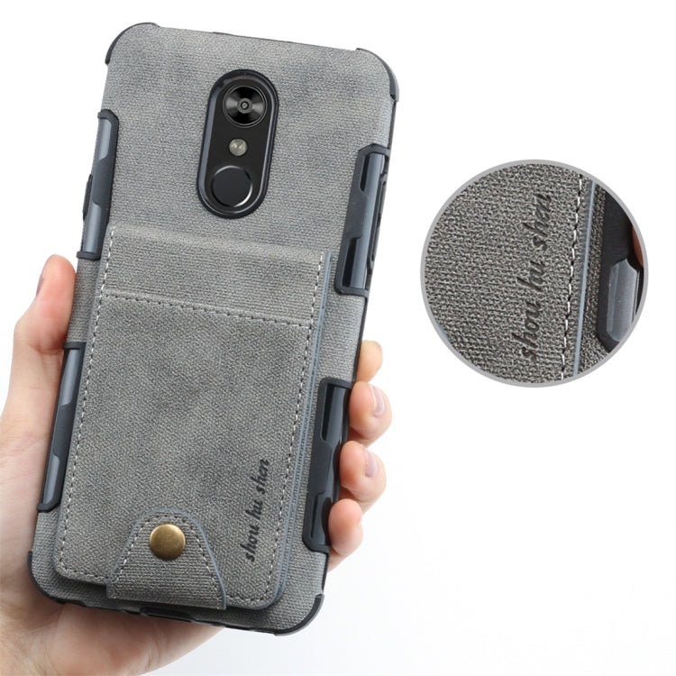 For LG Q Stylo 4 Cloth Texture + TPU Shockproof Protective Case with Vertical Flip Card Slots
