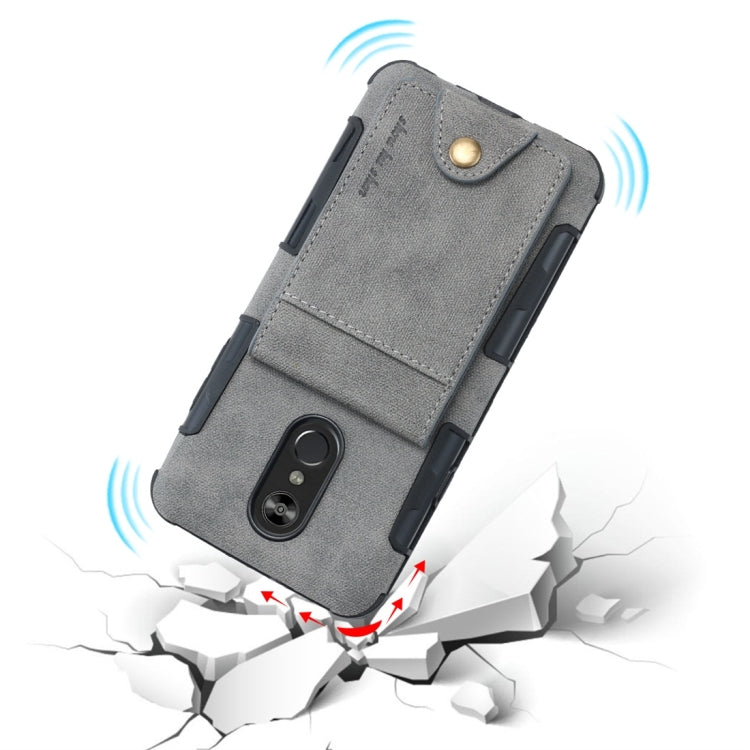 For LG Q Stylo 4 Cloth Texture + TPU Shockproof Protective Case with Vertical Flip Card Slots