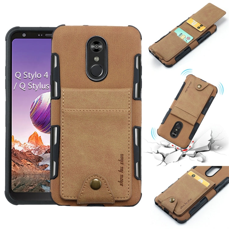 For LG Q Stylo 4 Cloth Texture + TPU Shockproof Protective Case with Vertical Flip Card Slots