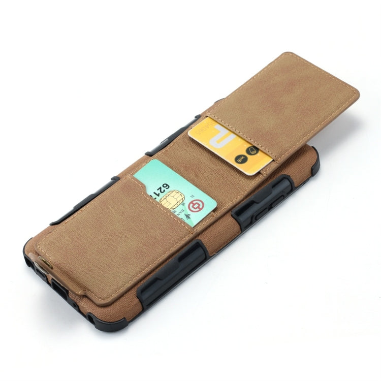 For LG Q Stylo 4 Cloth Texture + TPU Shockproof Protective Case with Vertical Flip Card Slots