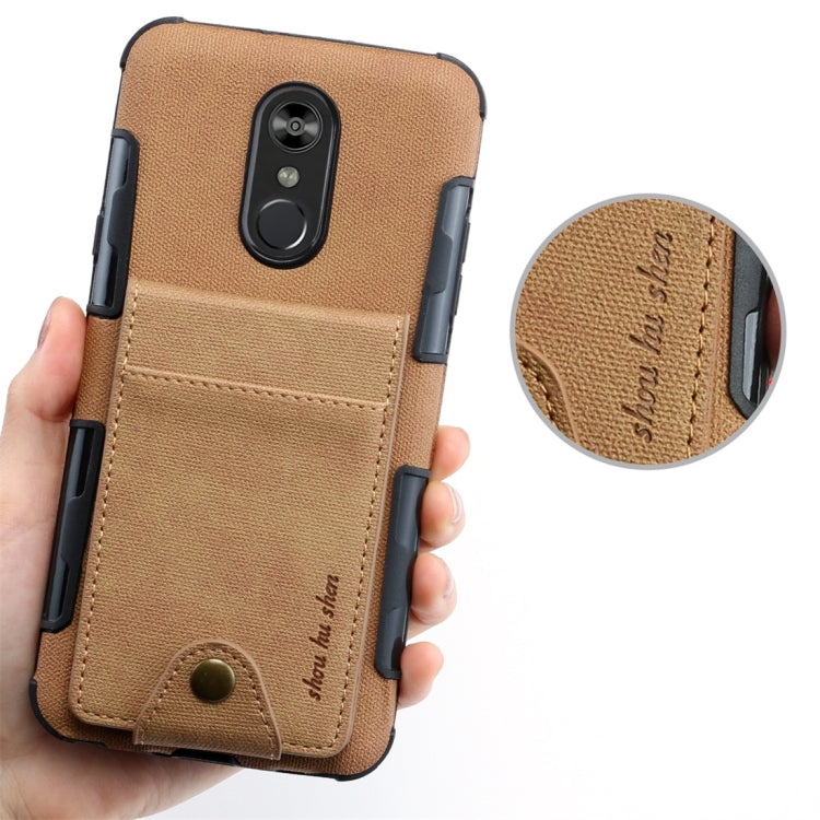 For LG Q Stylo 4 Cloth Texture + TPU Shockproof Protective Case with Vertical Flip Card Slots