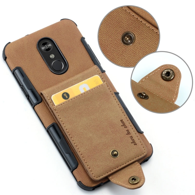 For LG Q Stylo 4 Cloth Texture + TPU Shockproof Protective Case with Vertical Flip Card Slots
