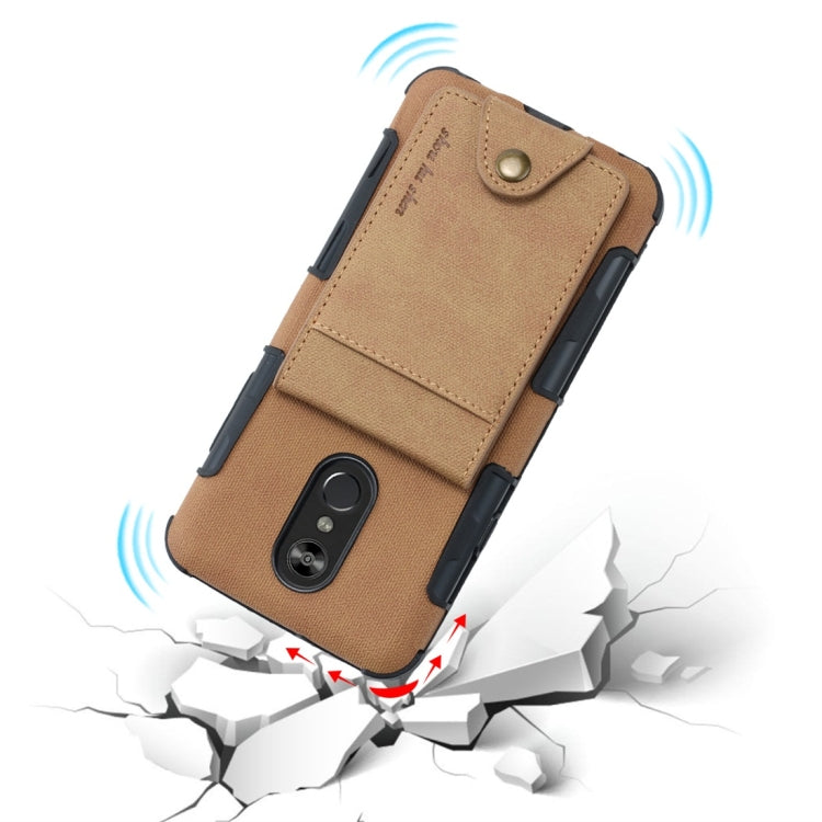 For LG Q Stylo 4 Cloth Texture + TPU Shockproof Protective Case with Vertical Flip Card Slots
