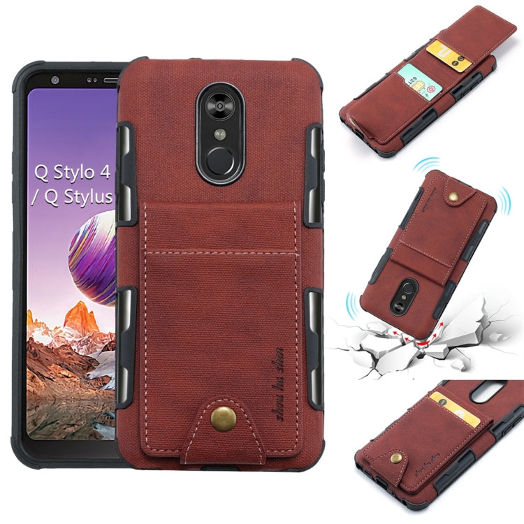 For LG Q Stylo 4 Cloth Texture + TPU Shockproof Protective Case with Vertical Flip Card Slots