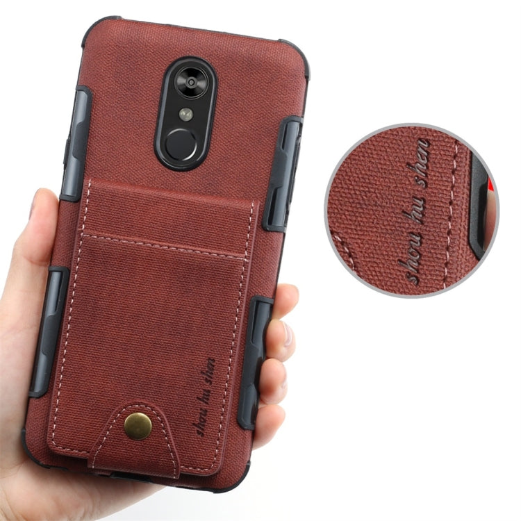 For LG Q Stylo 4 Cloth Texture + TPU Shockproof Protective Case with Vertical Flip Card Slots