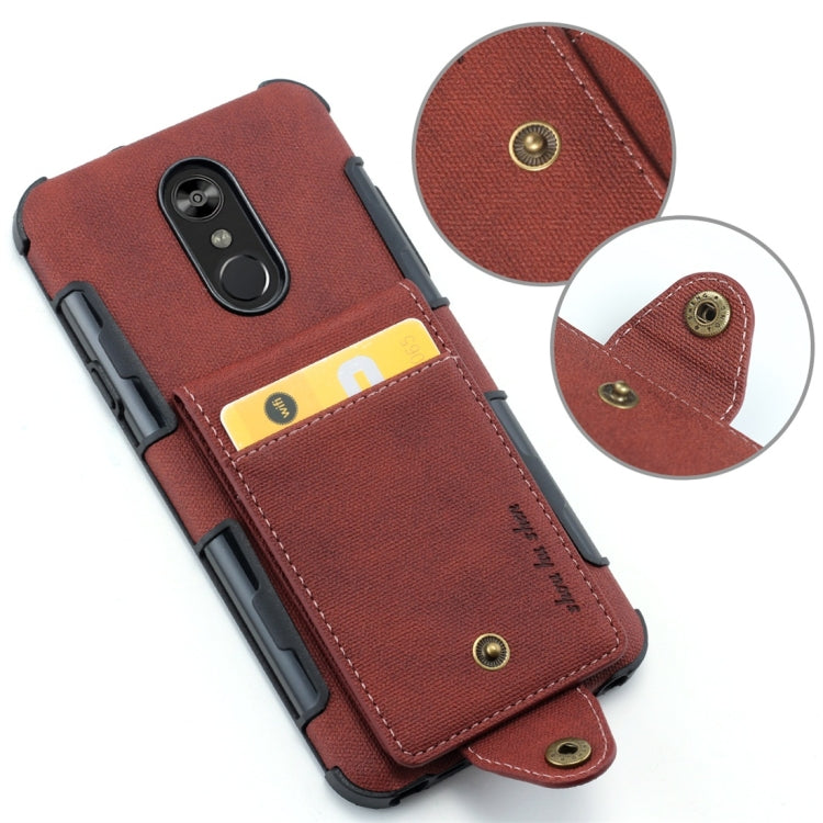 For LG Q Stylo 4 Cloth Texture + TPU Shockproof Protective Case with Vertical Flip Card Slots