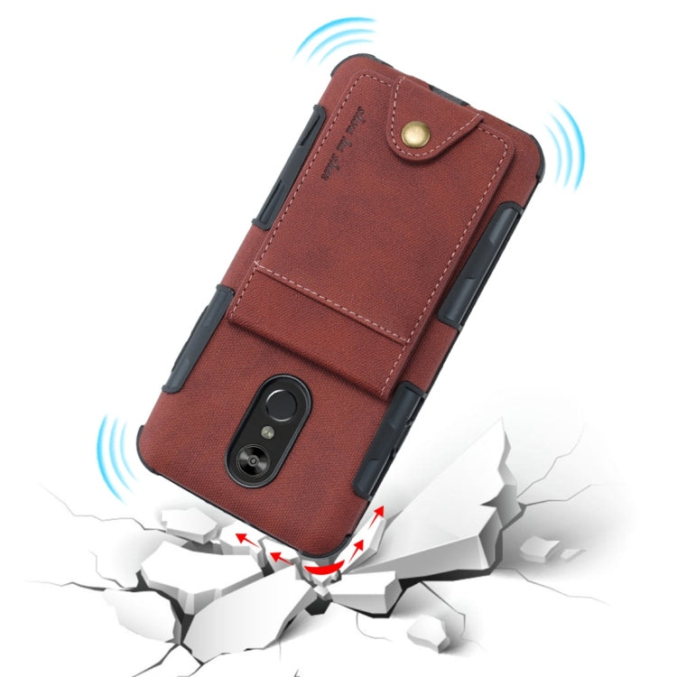 For LG Q Stylo 4 Cloth Texture + TPU Shockproof Protective Case with Vertical Flip Card Slots