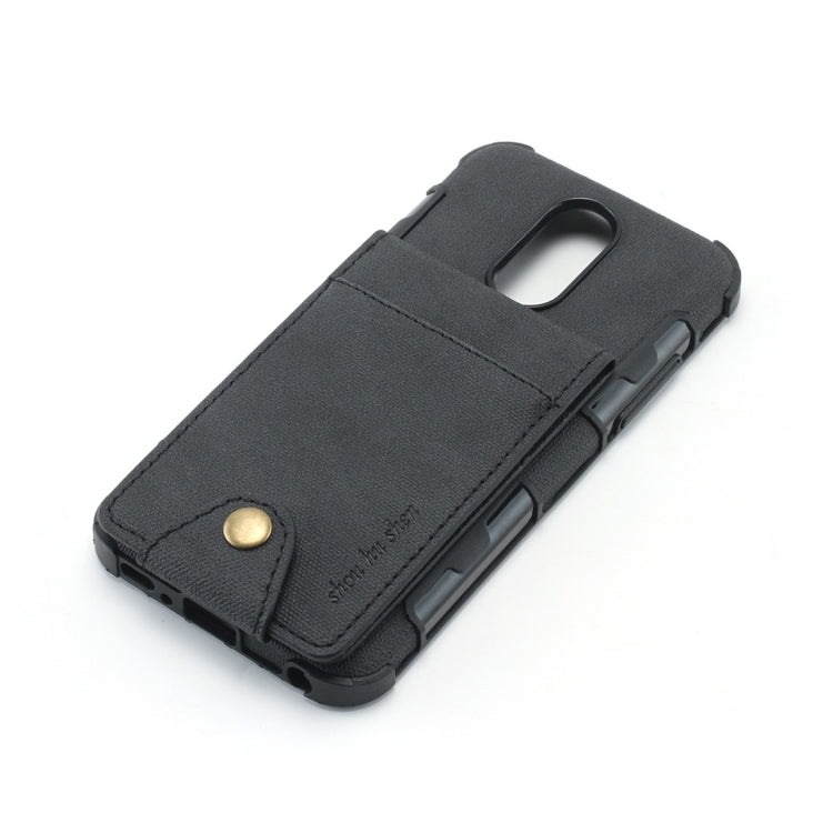 For LG Q7 Cloth Texture + TPU Shockproof Protective Case with Vertical Flip Card Slots