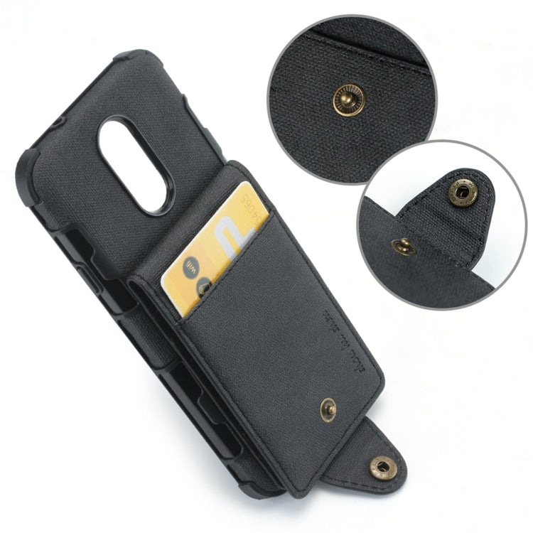 For LG Q7 Cloth Texture + TPU Shockproof Protective Case with Vertical Flip Card Slots