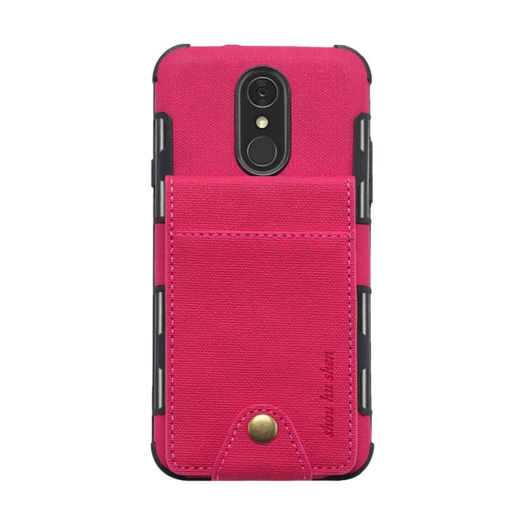 For LG Q7 Cloth Texture + TPU Shockproof Protective Case with Vertical Flip Card Slots