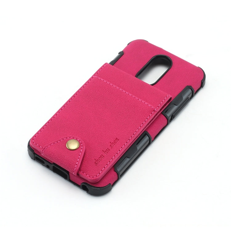 For LG Q7 Cloth Texture + TPU Shockproof Protective Case with Vertical Flip Card Slots