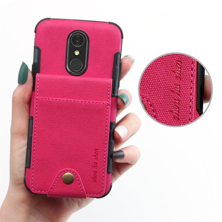 For LG Q7 Cloth Texture + TPU Shockproof Protective Case with Vertical Flip Card Slots