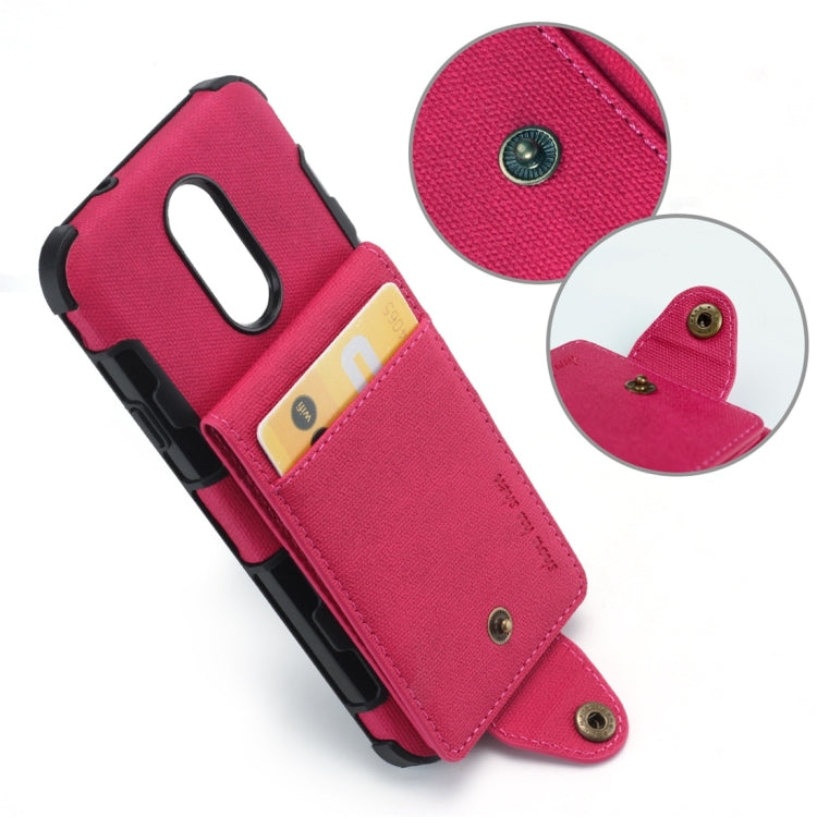For LG Q7 Cloth Texture + TPU Shockproof Protective Case with Vertical Flip Card Slots