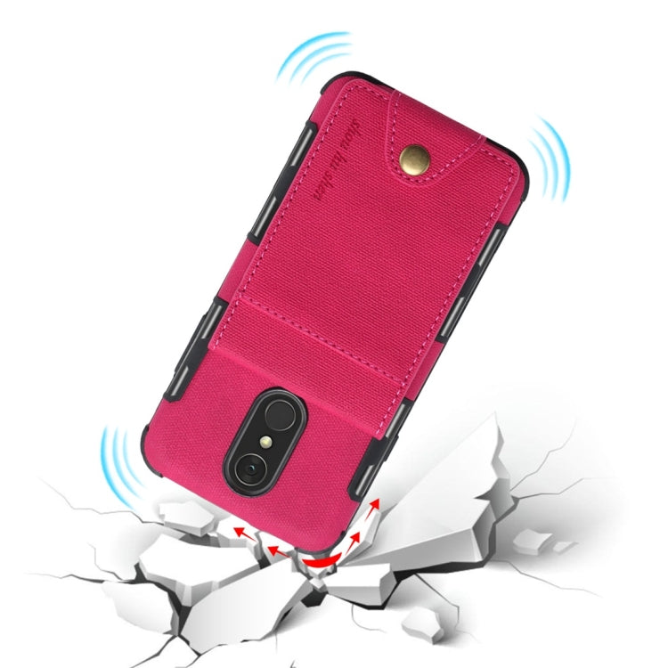 For LG Q7 Cloth Texture + TPU Shockproof Protective Case with Vertical Flip Card Slots