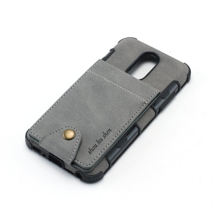 For LG Q7 Cloth Texture + TPU Shockproof Protective Case with Vertical Flip Card Slots