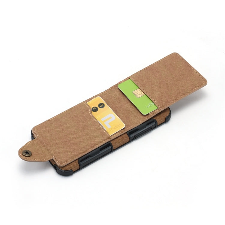 For LG Q7 Cloth Texture + TPU Shockproof Protective Case with Vertical Flip Card Slots