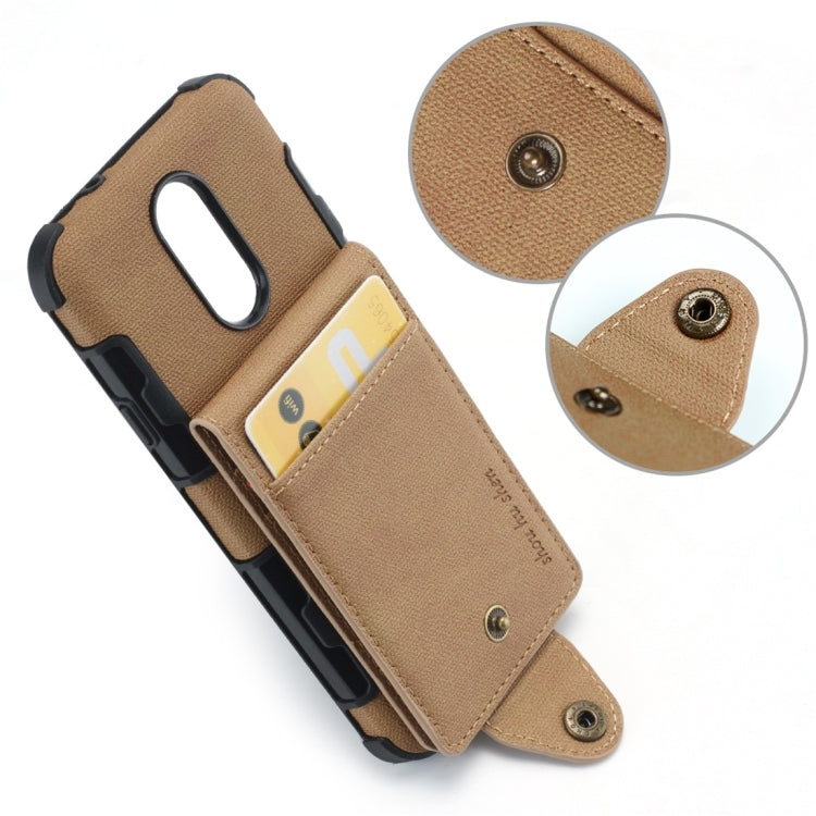 For LG Q7 Cloth Texture + TPU Shockproof Protective Case with Vertical Flip Card Slots