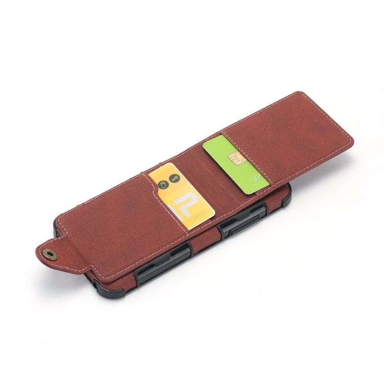 For LG Q7 Cloth Texture + TPU Shockproof Protective Case with Vertical Flip Card Slots