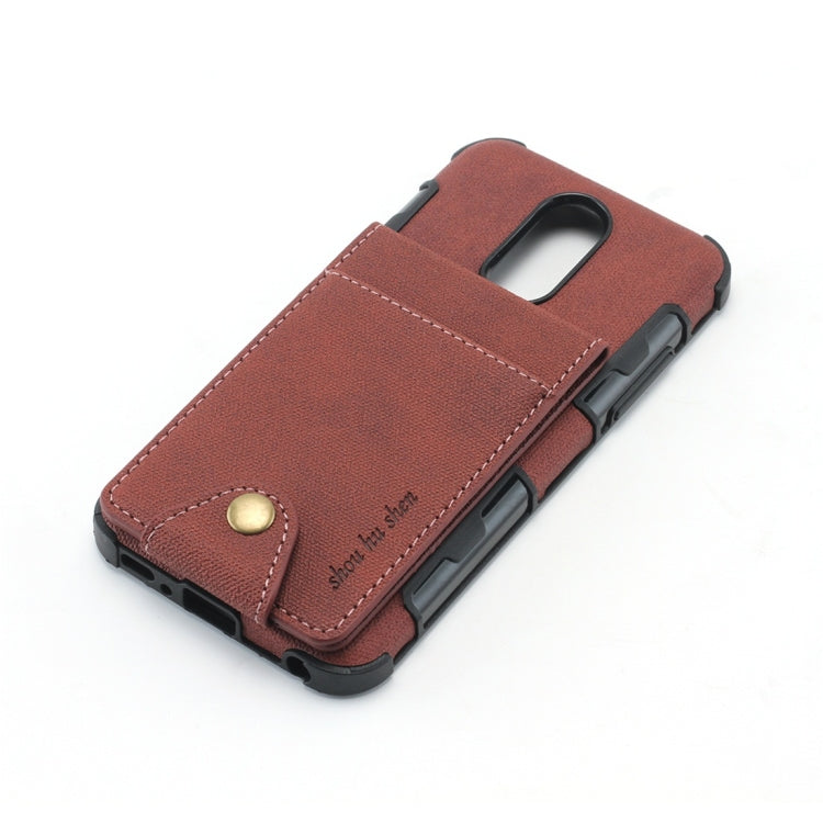 For LG Q7 Cloth Texture + TPU Shockproof Protective Case with Vertical Flip Card Slots
