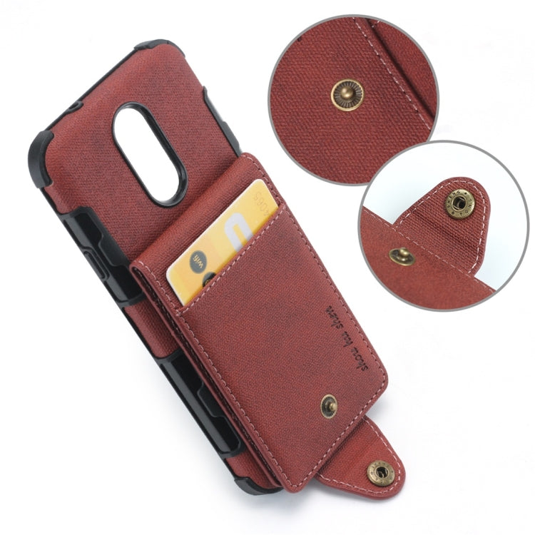 For LG Q7 Cloth Texture + TPU Shockproof Protective Case with Vertical Flip Card Slots