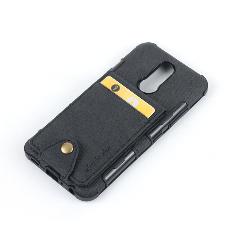 For LG K40 Cloth Texture + TPU Shockproof Protective Case with Vertical Flip Card Slots