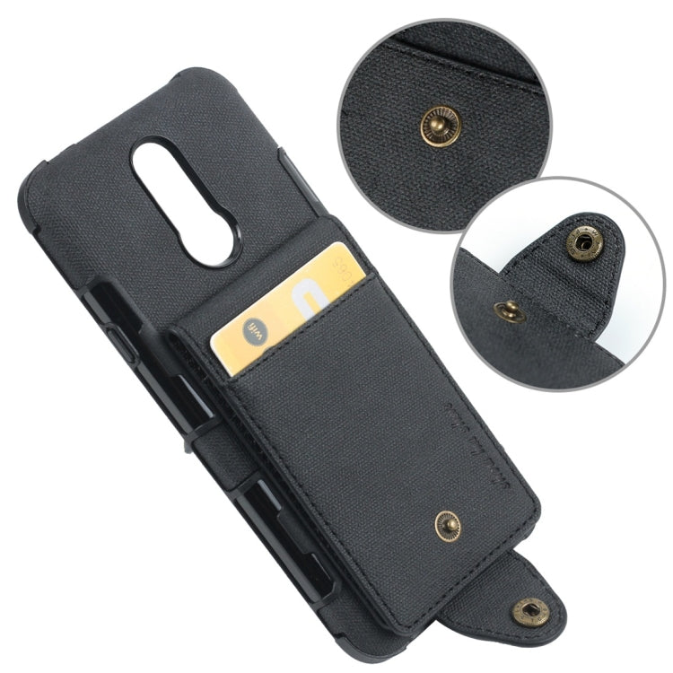 For LG K40 Cloth Texture + TPU Shockproof Protective Case with Vertical Flip Card Slots