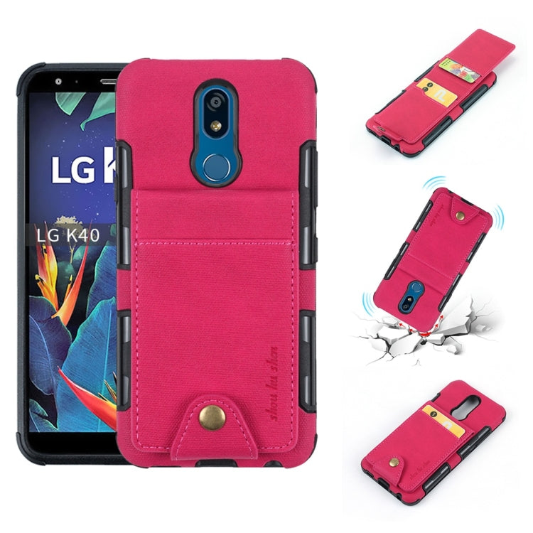 For LG K40 Cloth Texture + TPU Shockproof Protective Case with Vertical Flip Card Slots