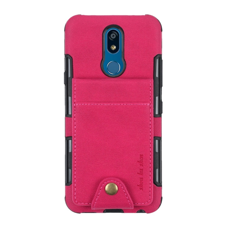 For LG K40 Cloth Texture + TPU Shockproof Protective Case with Vertical Flip Card Slots