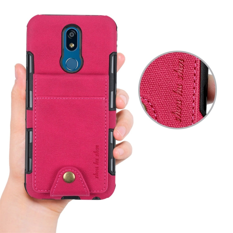 For LG K40 Cloth Texture + TPU Shockproof Protective Case with Vertical Flip Card Slots